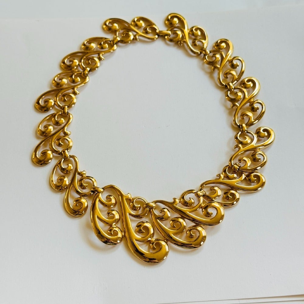 VTG regal Napier high end designer Collar Necklace gold plated Swirl rare signed