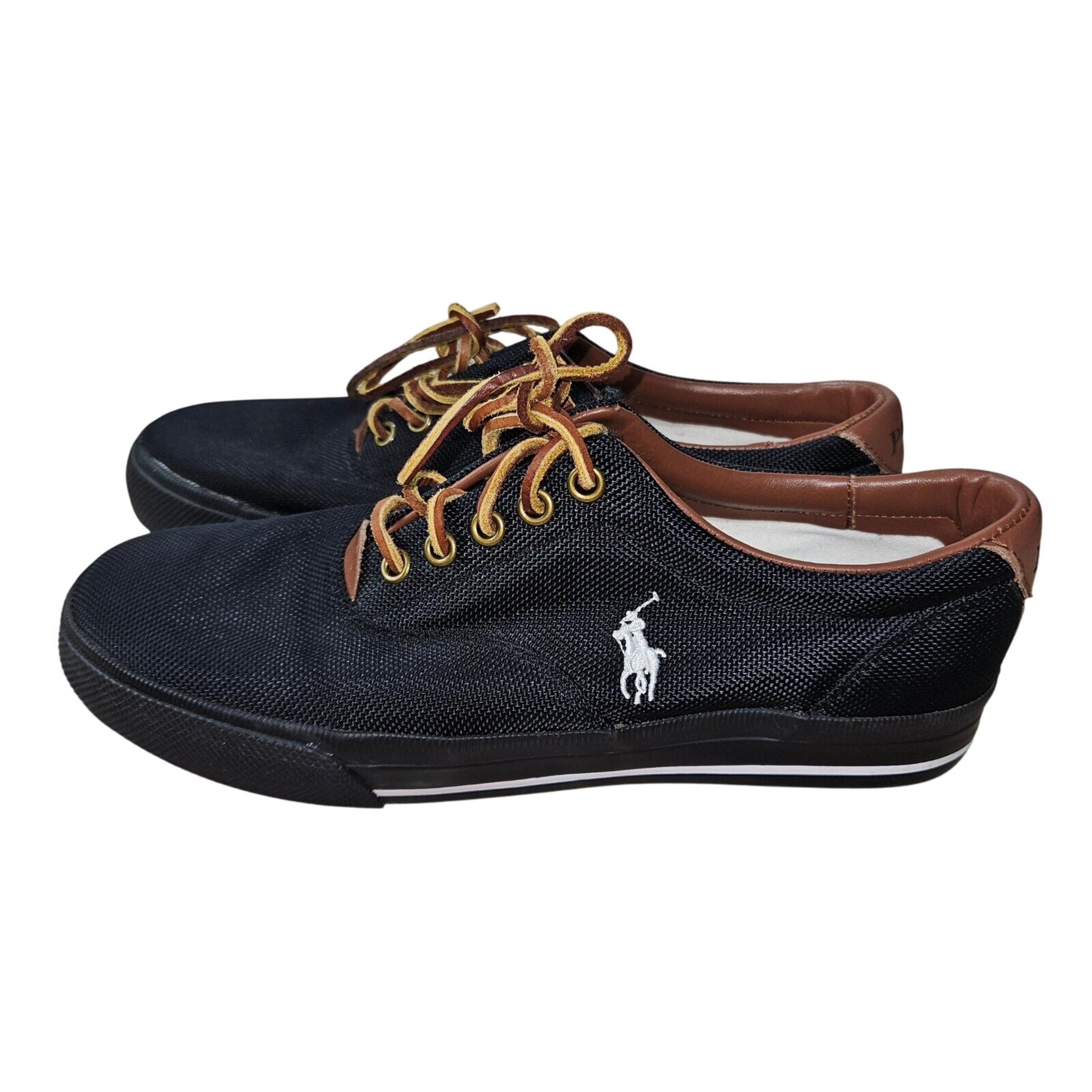 Polo Ralph Lauren Vaughn Sneakers Black Casual Shoes  Size 8 Logo Preppy