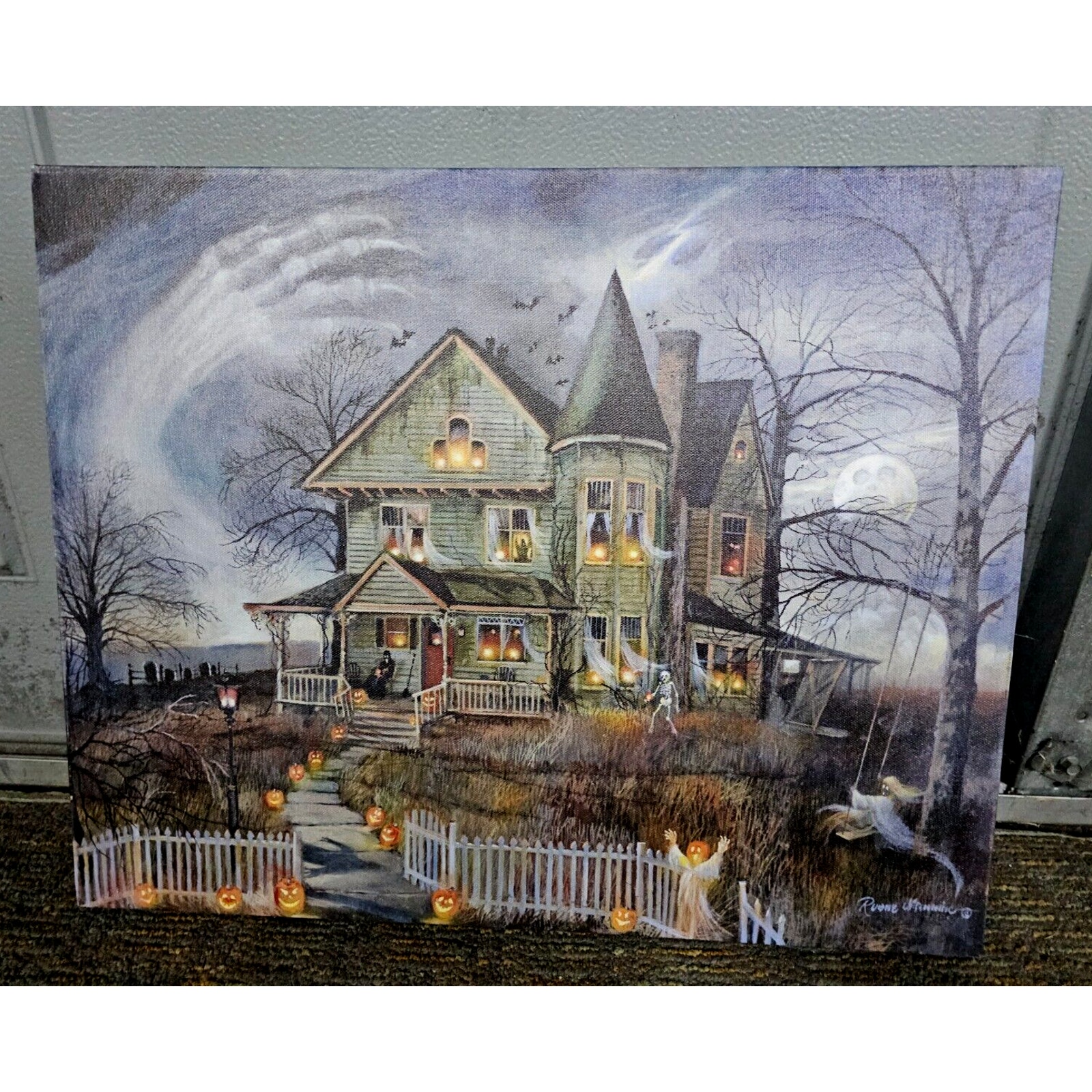New Haunted House Canvas Wall Art Print - Halloween Home Decor 20 x 16