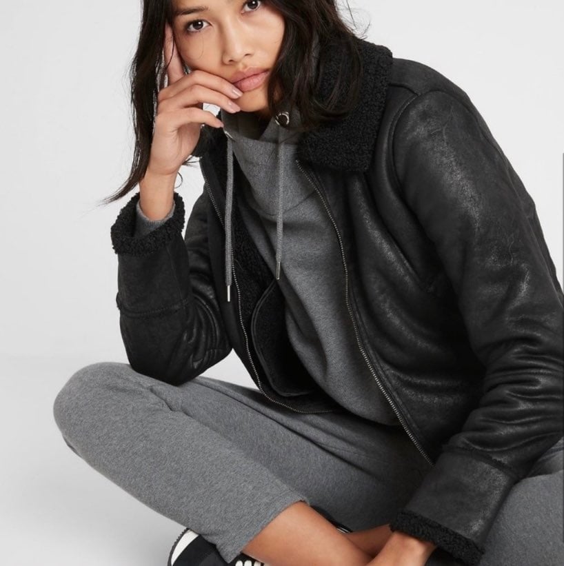 Banana Republic vegan shearling moto jacket