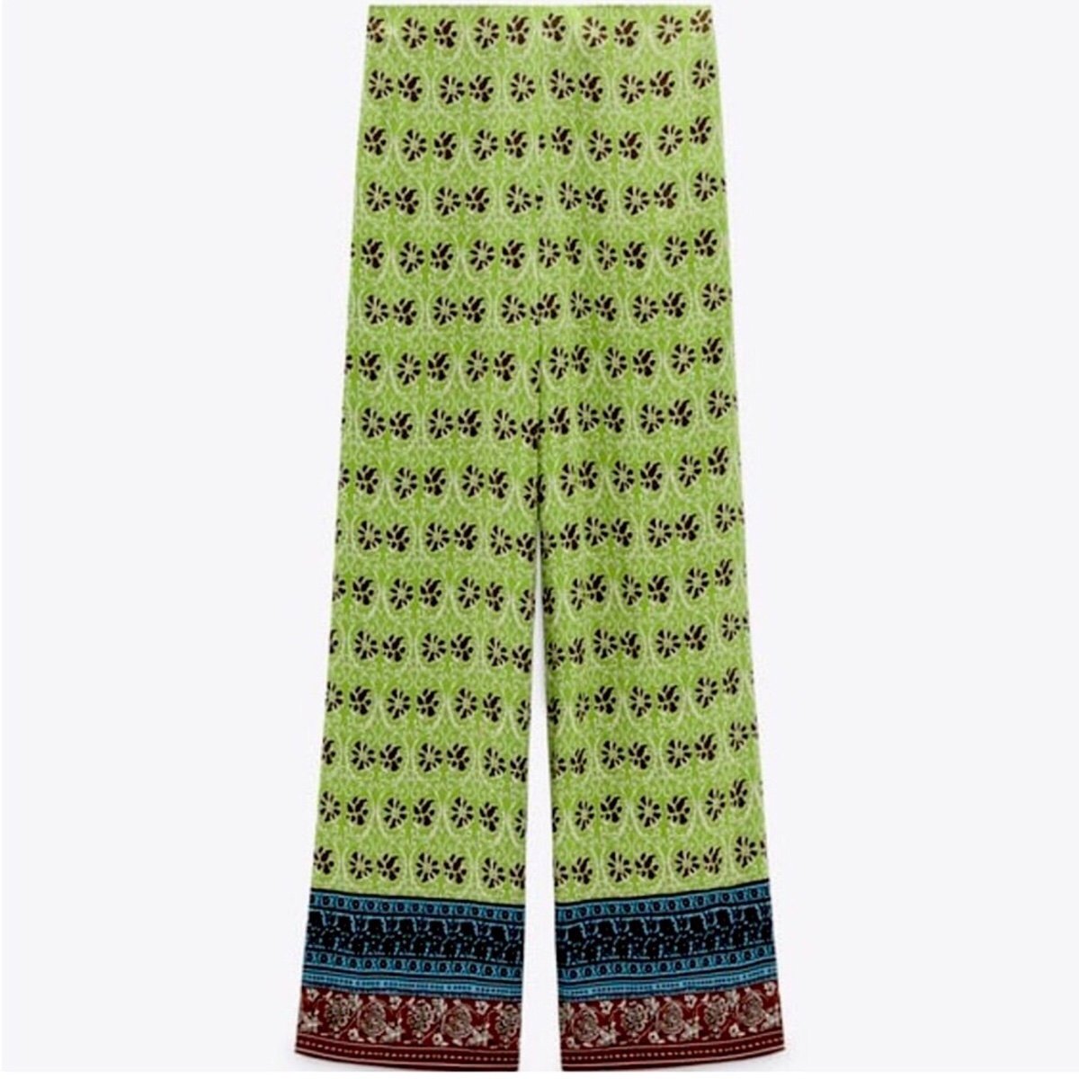 Zara Printed Wide Leg Trousers Bloggers Favorite
