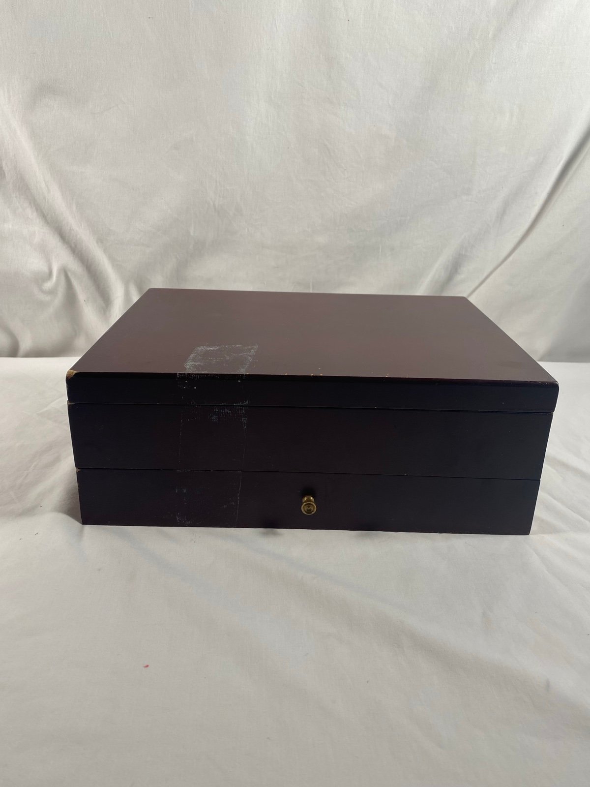 Vintage Wood Flatware Storage Chest With a Drawer 12 Settings