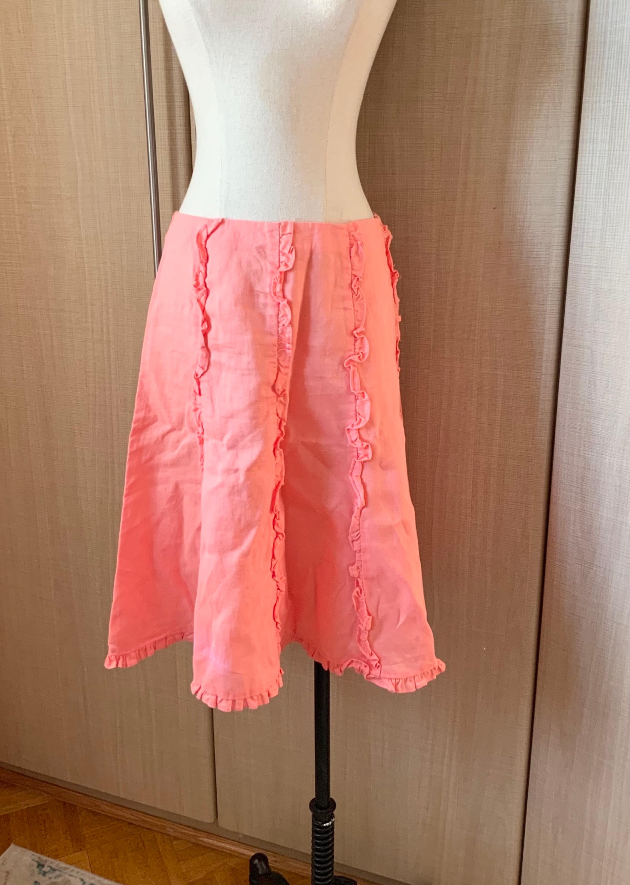 Allison Taylor Summer Knee Length Linen Pink A Line Skirt. Size 8