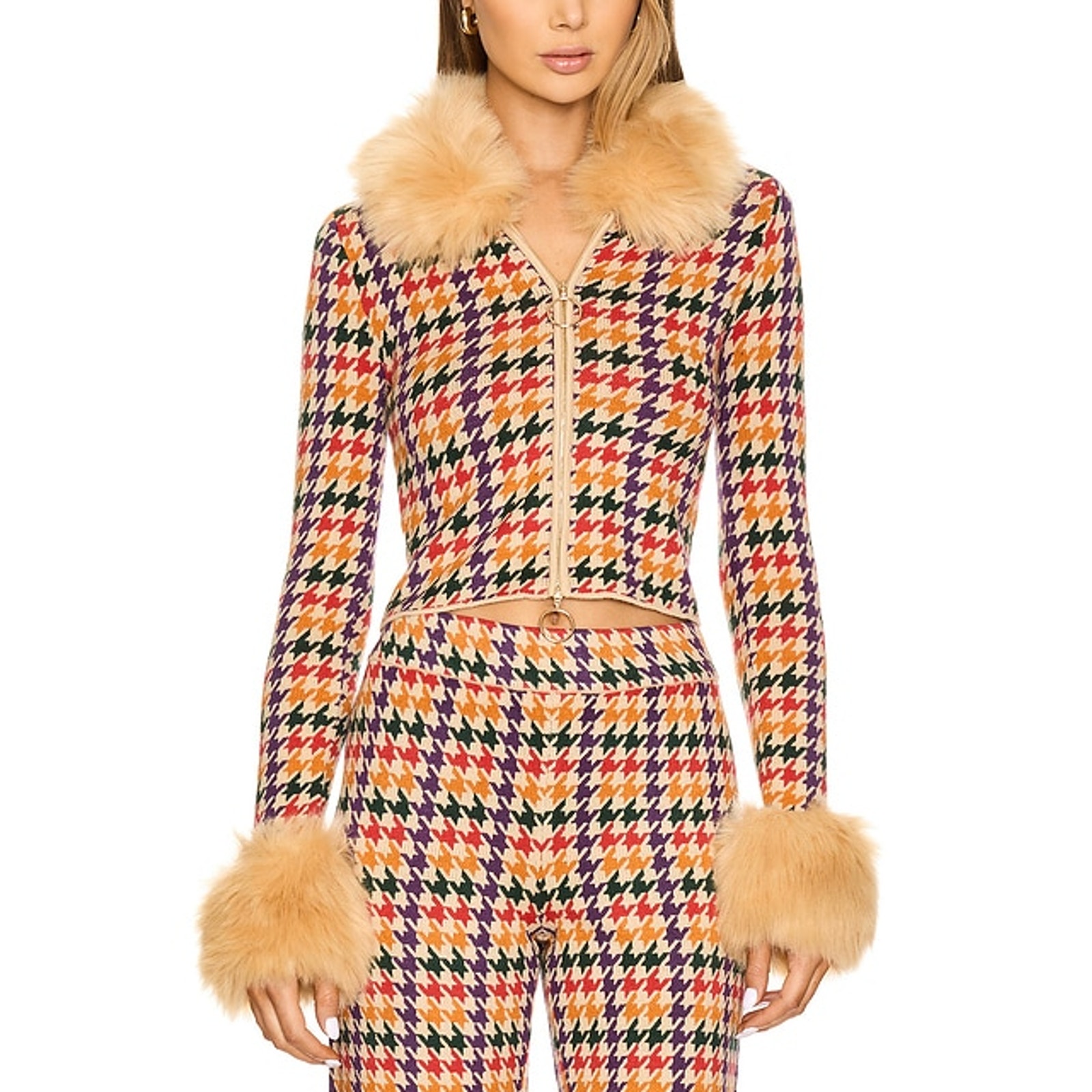 Show Me Your Mumu 'Zermatt' Brown Faux Fur Zip Up Size M