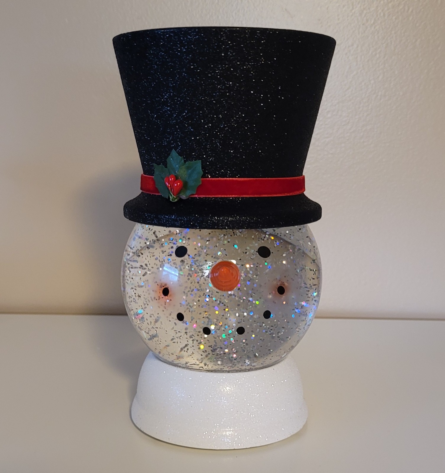 Snowman Glitter Water Globe 3 Wick Candle Holder Bath & Body Works