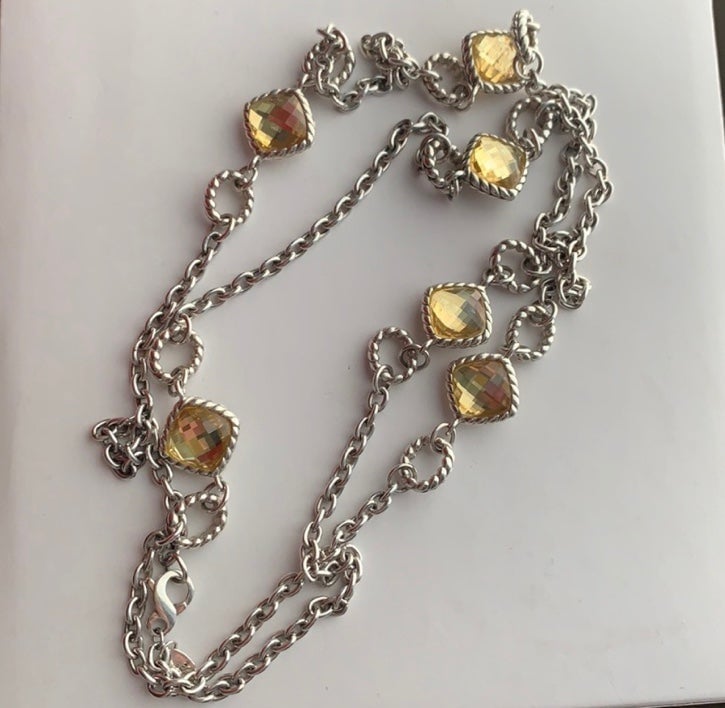 Tiffany Kay Herringbone Yellow Quartz 36”Necklace