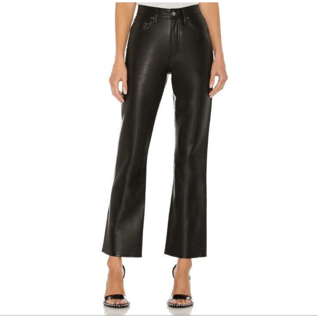 AGOLDE Jeans Recycled Leather Relaxed Kick Boot Pant in Detox Sz 25 Women's NEW
