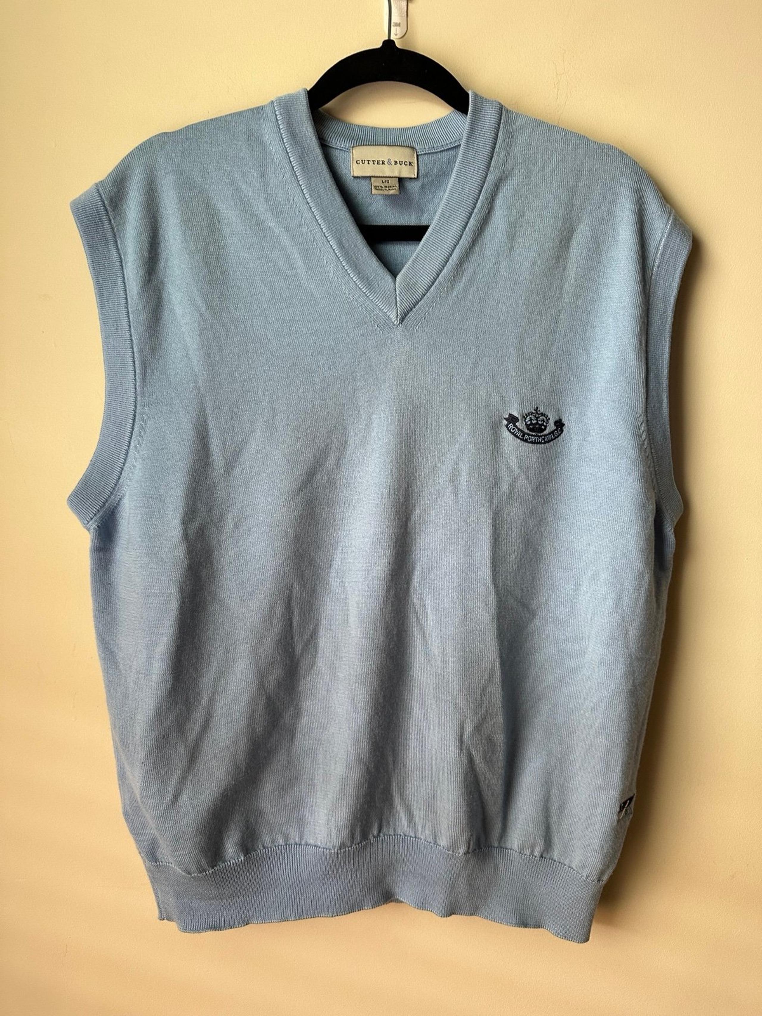 Cutter & Buck Royal Porthcawl GC Men’s 100% Merino Wool Blue Vest Size Large
