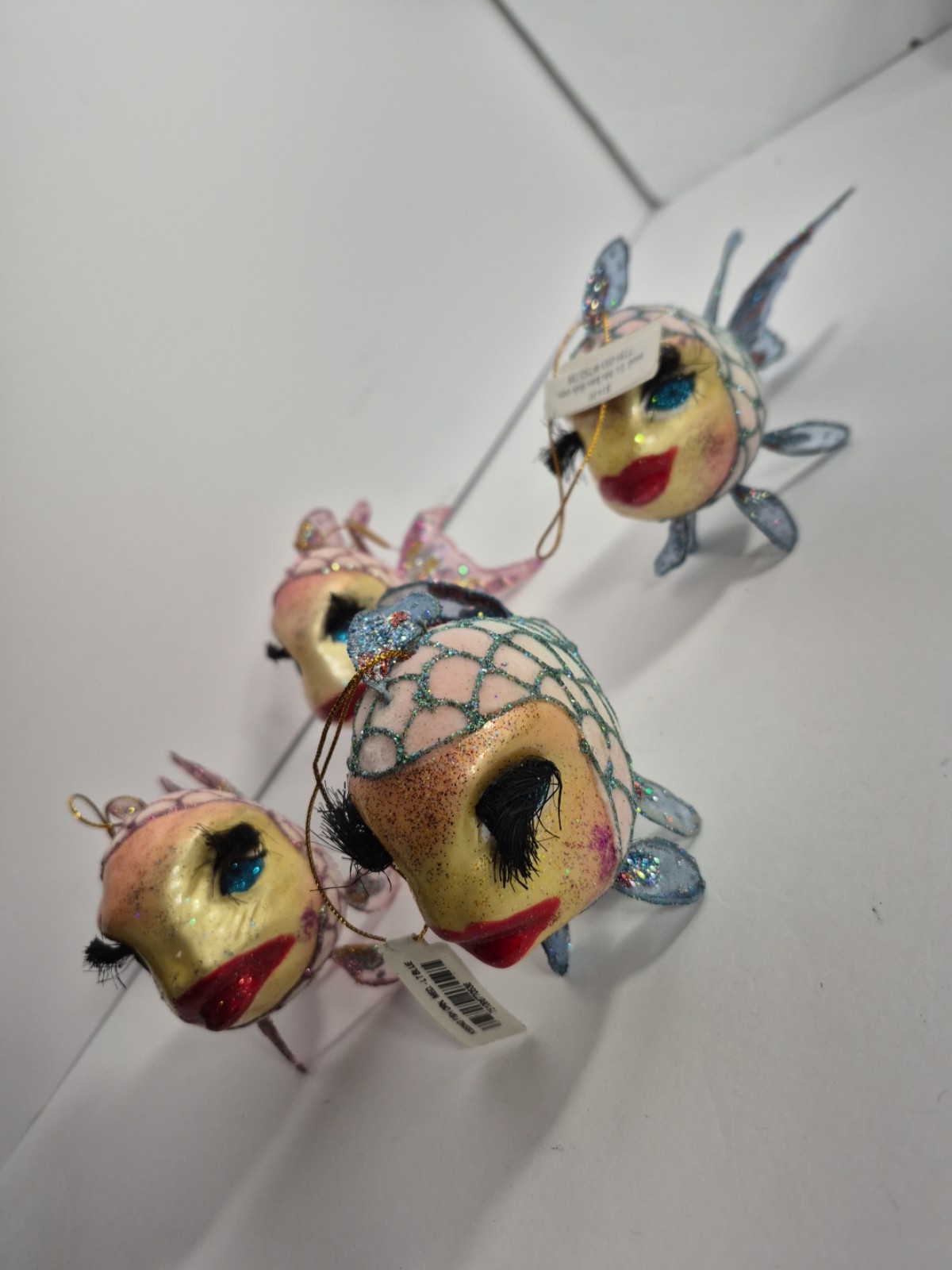 Regal International Ornaments Christmas Blue And Pink Kiss Fish Lot of 4