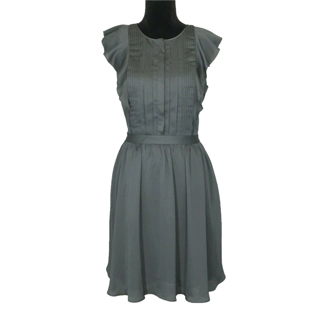 NWT Banana Republic Dress 6 Slate Gray Pin Tuck Pleat Pocket Lined Washable 128