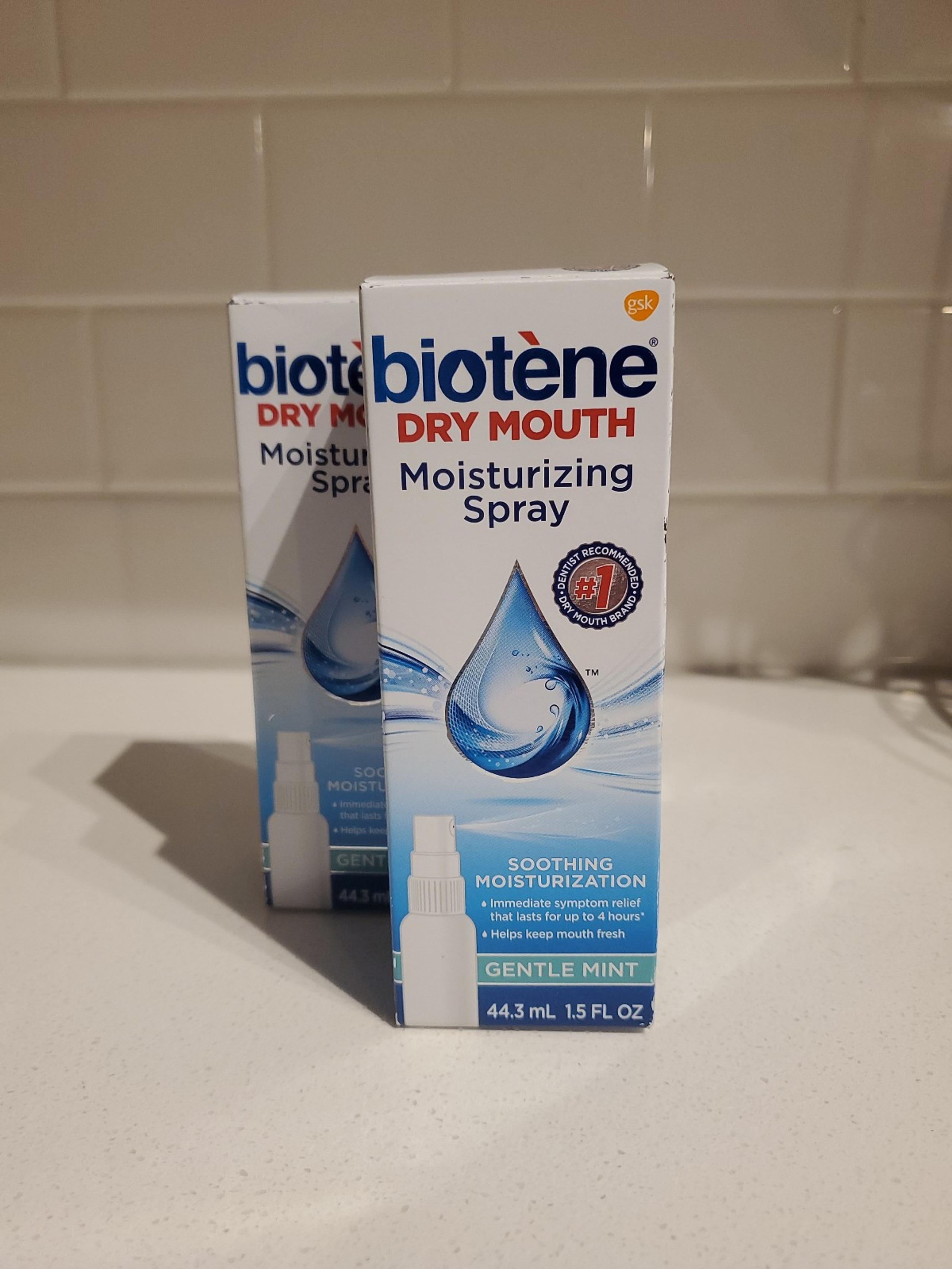 2 units Biotene Dry Mouth Moisturizing Spray Gentle Mint 1.5 fl oz
