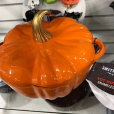 NEW SMITH & CLARK IRONWORKS 2 quart Orange Pumpkin Enameled Cast Iron Dutch Oven