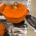 NEW SMITH & CLARK IRONWORKS 2 quart Orange Pumpkin Enameled Cast Iron Dutch Oven