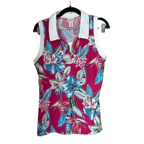 Tommy Bahama Women’s Golf Collared Quarter Zip Sport Polo Tank Pink Large