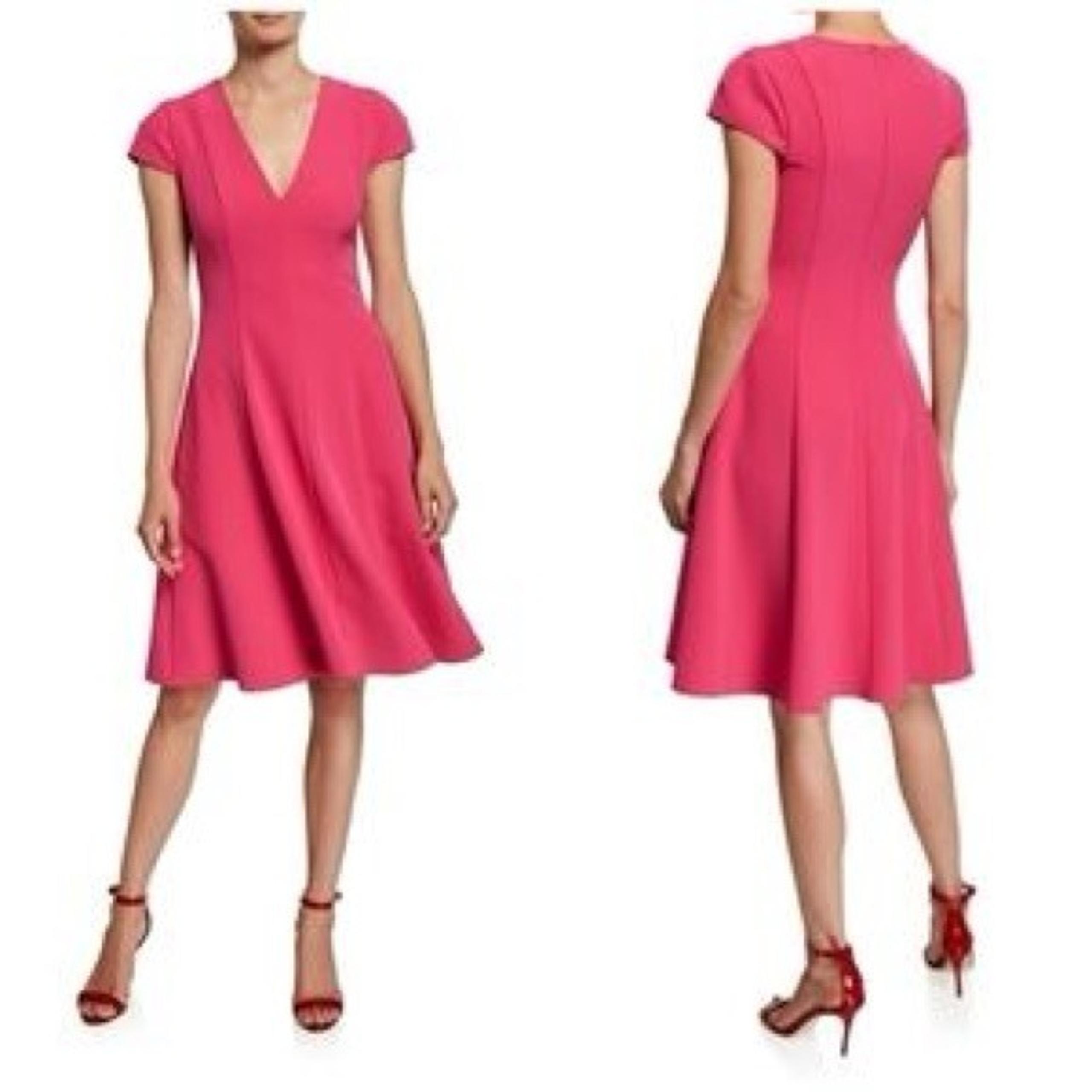 Black Halo Barbie pink fit flare dress women Sz 0 bright neon feminine valentine