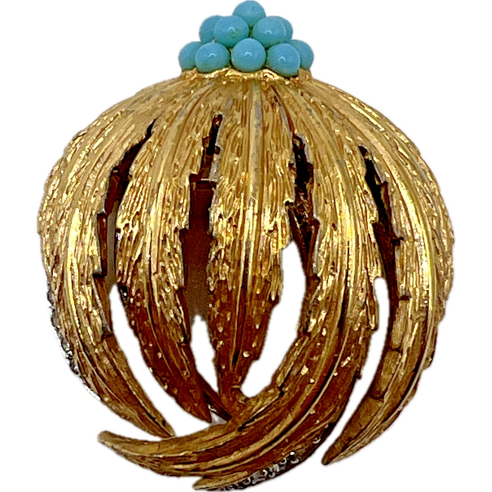 Signed JOMAZ Mazer Faux Turquoise Rhinestone Cornflower Brooch Flower Jewelry