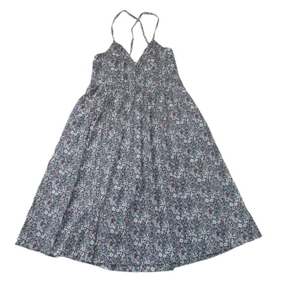 NWT J.Crew Spaghetti-strap Lace-up Back Dress in Navy Liberty June's Meadow 14