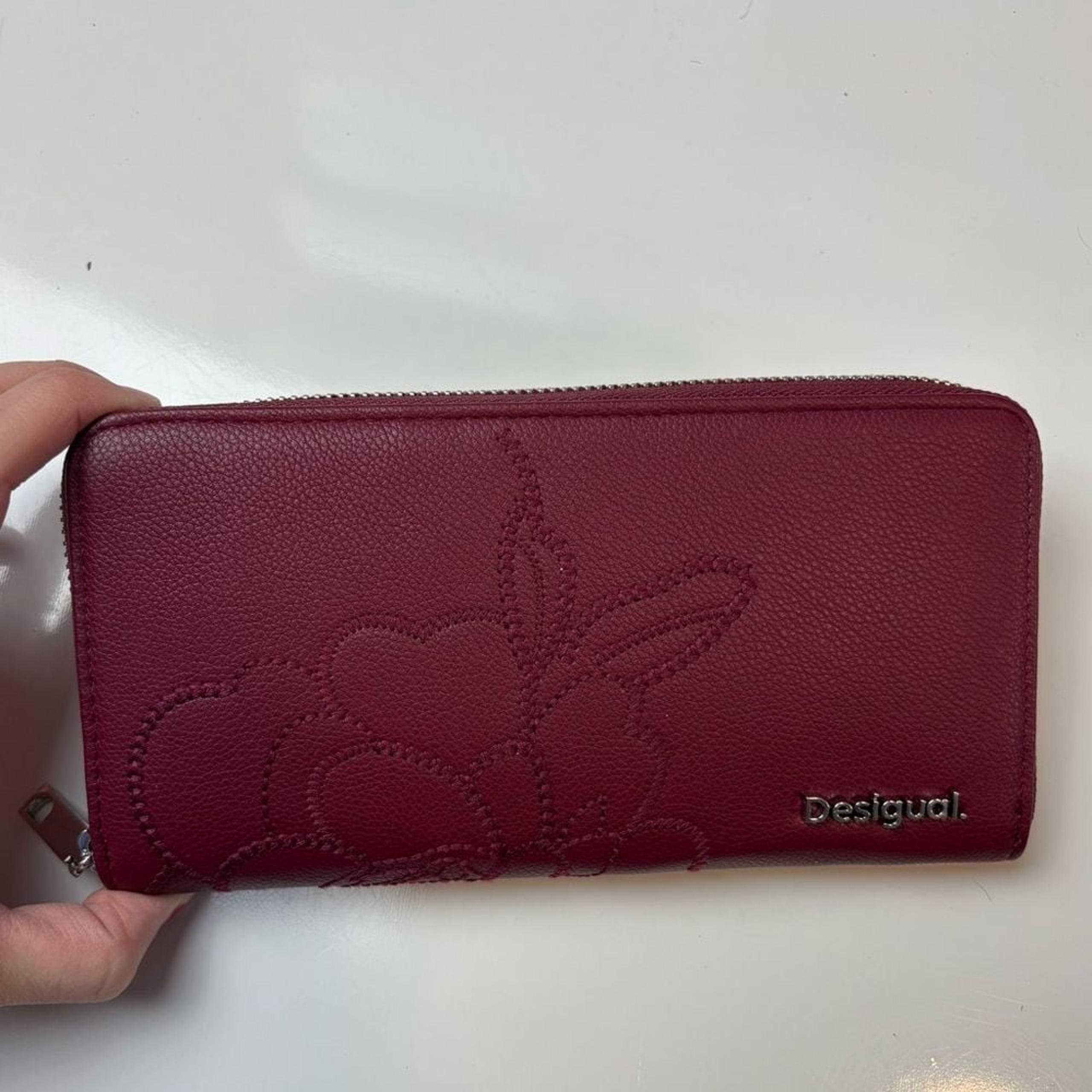 Desigual purple zip wallet floral stitch