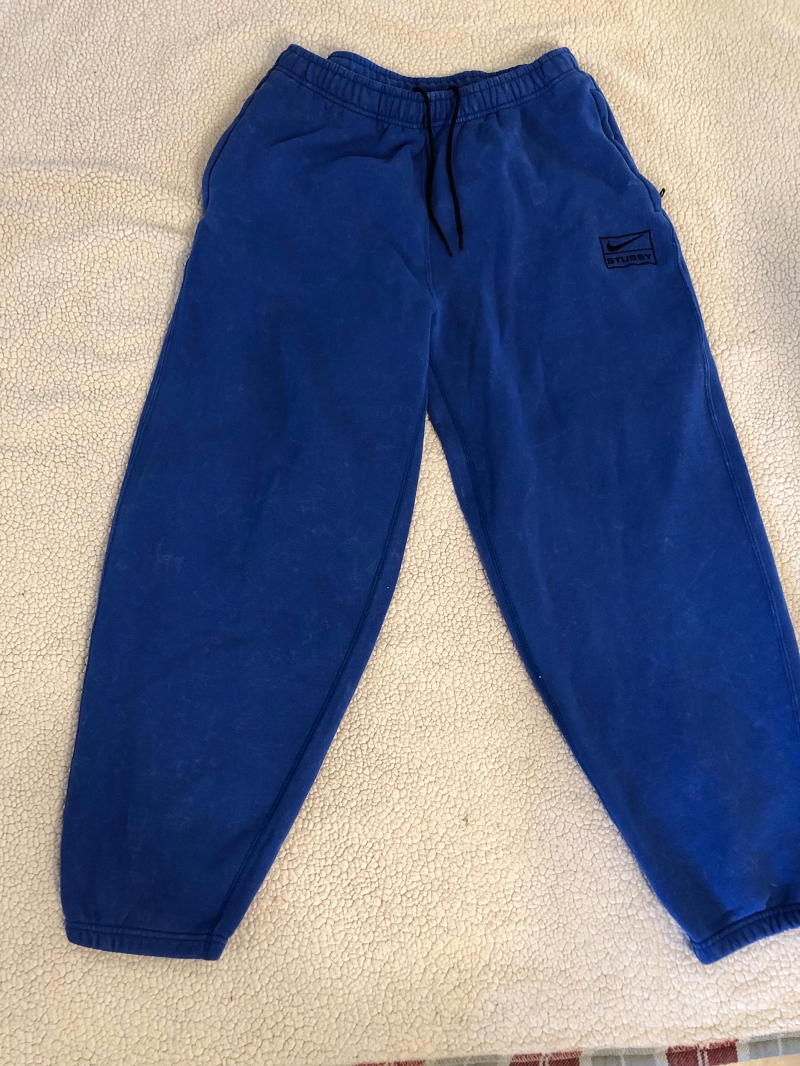 Men’s Nike X Stussy Blue-Sweatpants Size Medium Acid Washed