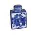 Chinese Vintage Blue White Porcelain Tea Caddy with Lid Figural - EUC