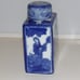 Chinese Vintage Blue White Porcelain Tea Caddy with Lid Figural - EUC