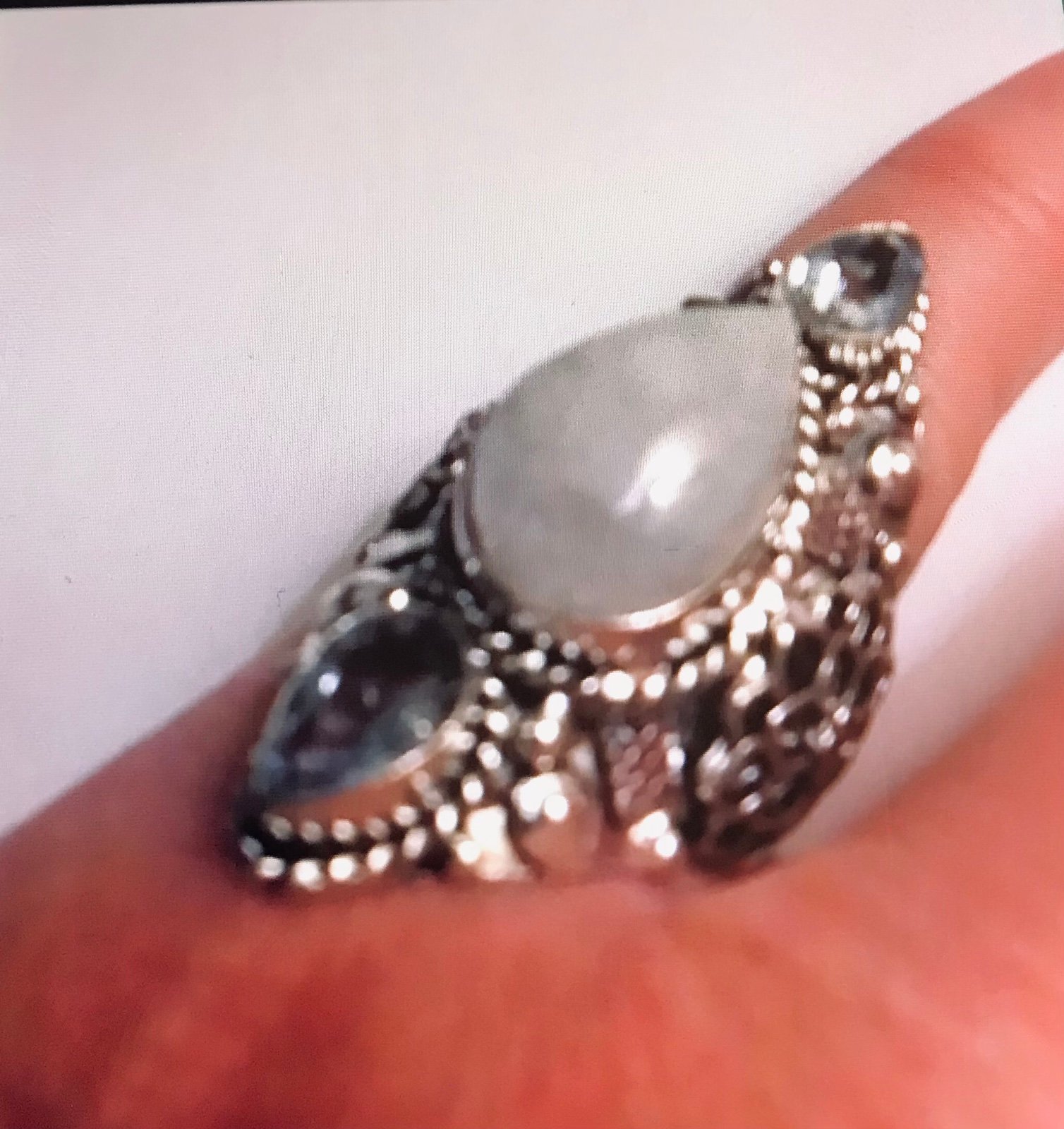 Moonstone Blue Topaz 925 Sterling Silver Ring