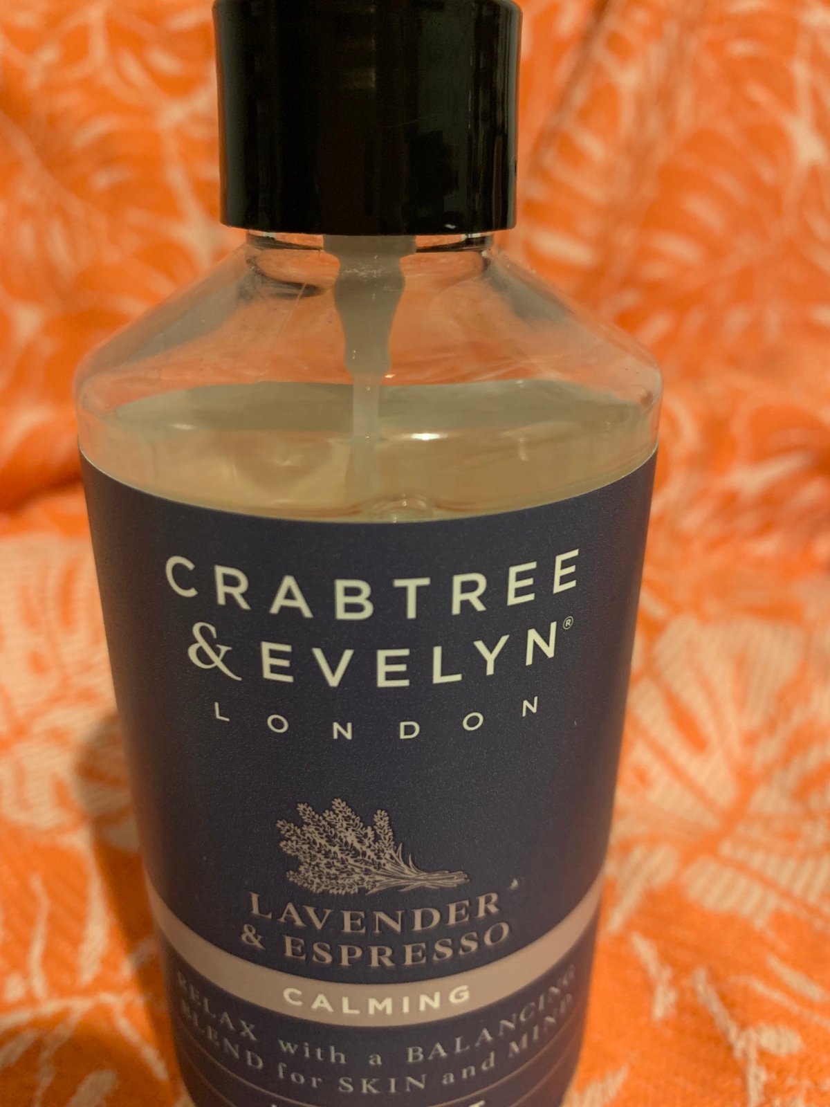 Crabtree and Evelyn espresso and lavender calming mist 8.5 fl oz.