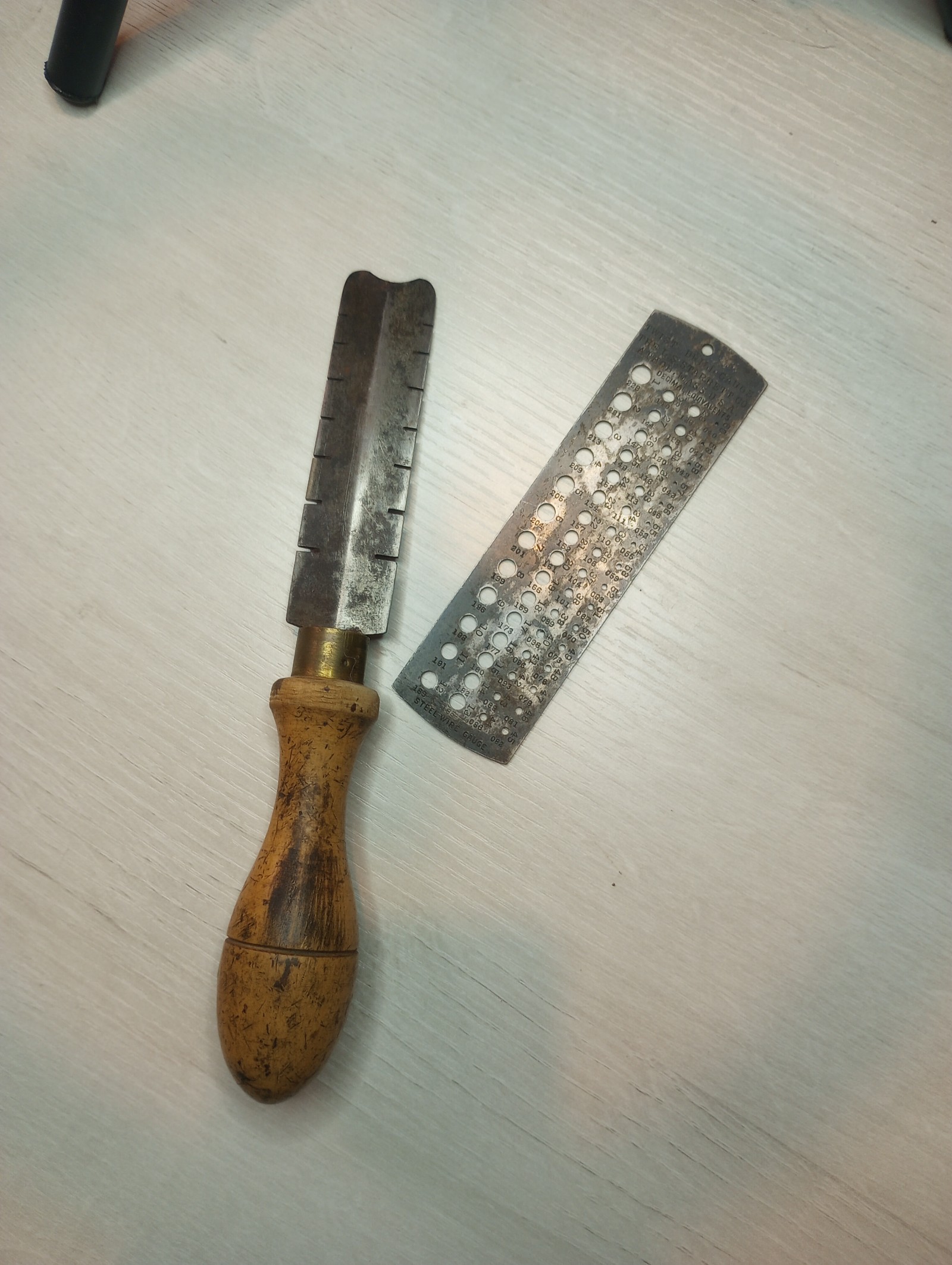 Antique Tools 2 pieces, Wire Gauge Tool and Twist Drill Gauge, good condition