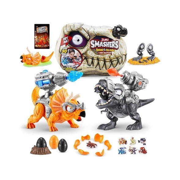 Smashers Dino Island T-Rex Battles (Black Version) by ZURU 50+ Surprises Boys...