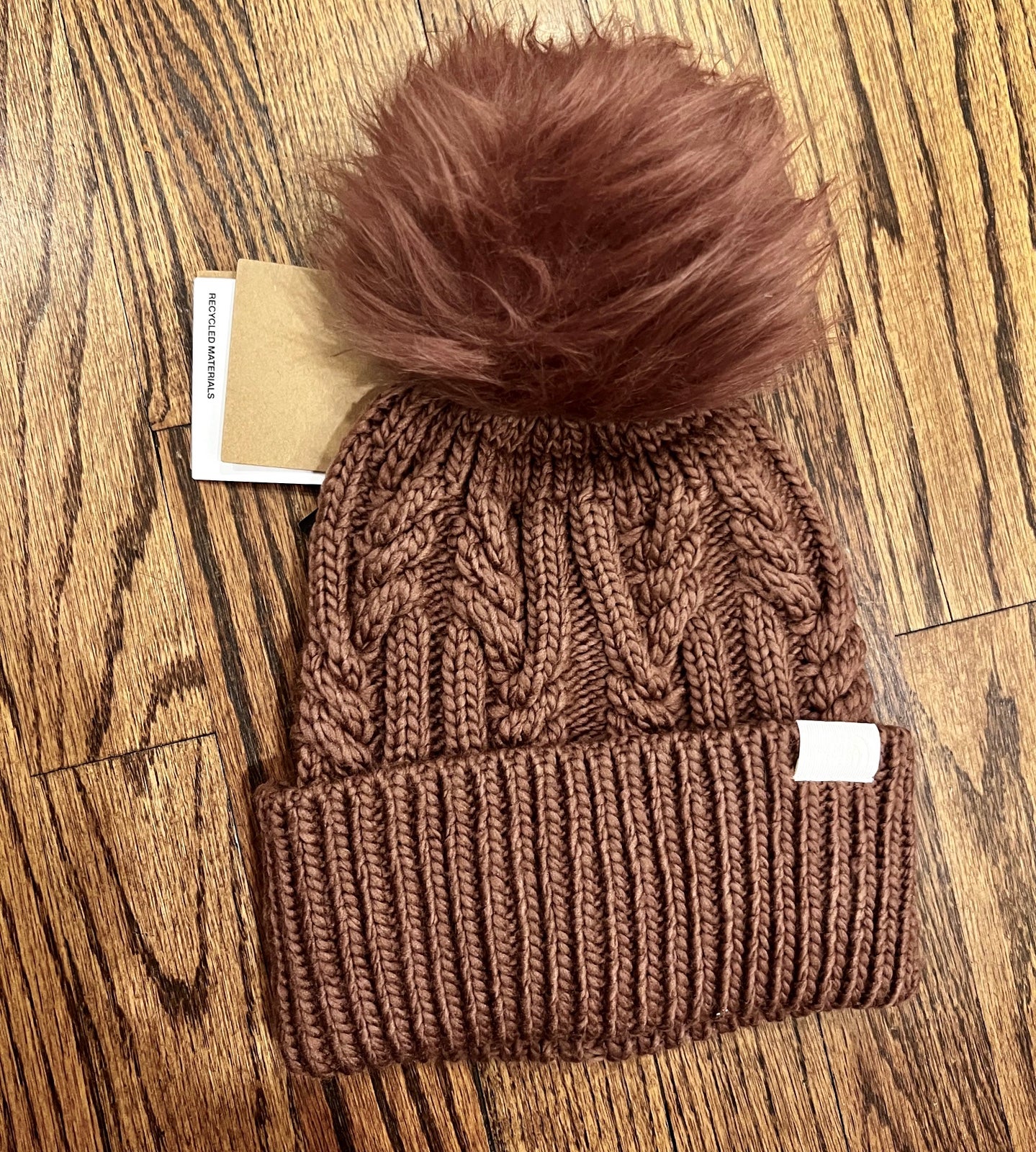 The North Face NWT Oh Mega Pom Hat One Size Wild Ginger