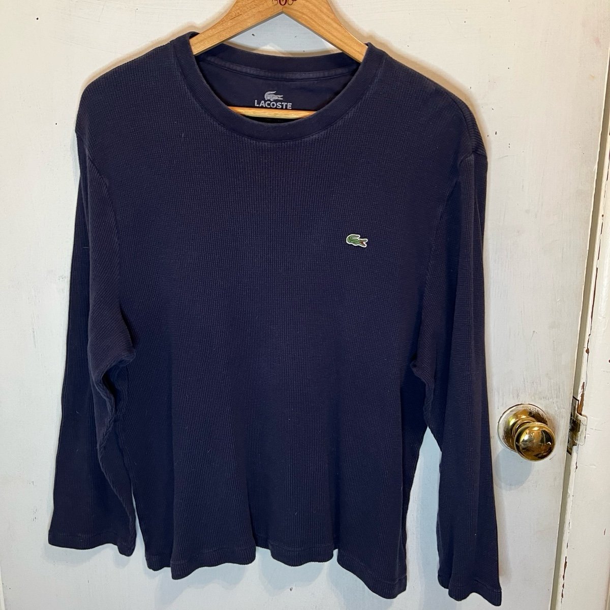Lacoste Plus Size Navy Blue Long Sleeve Henley T-Shirt Top