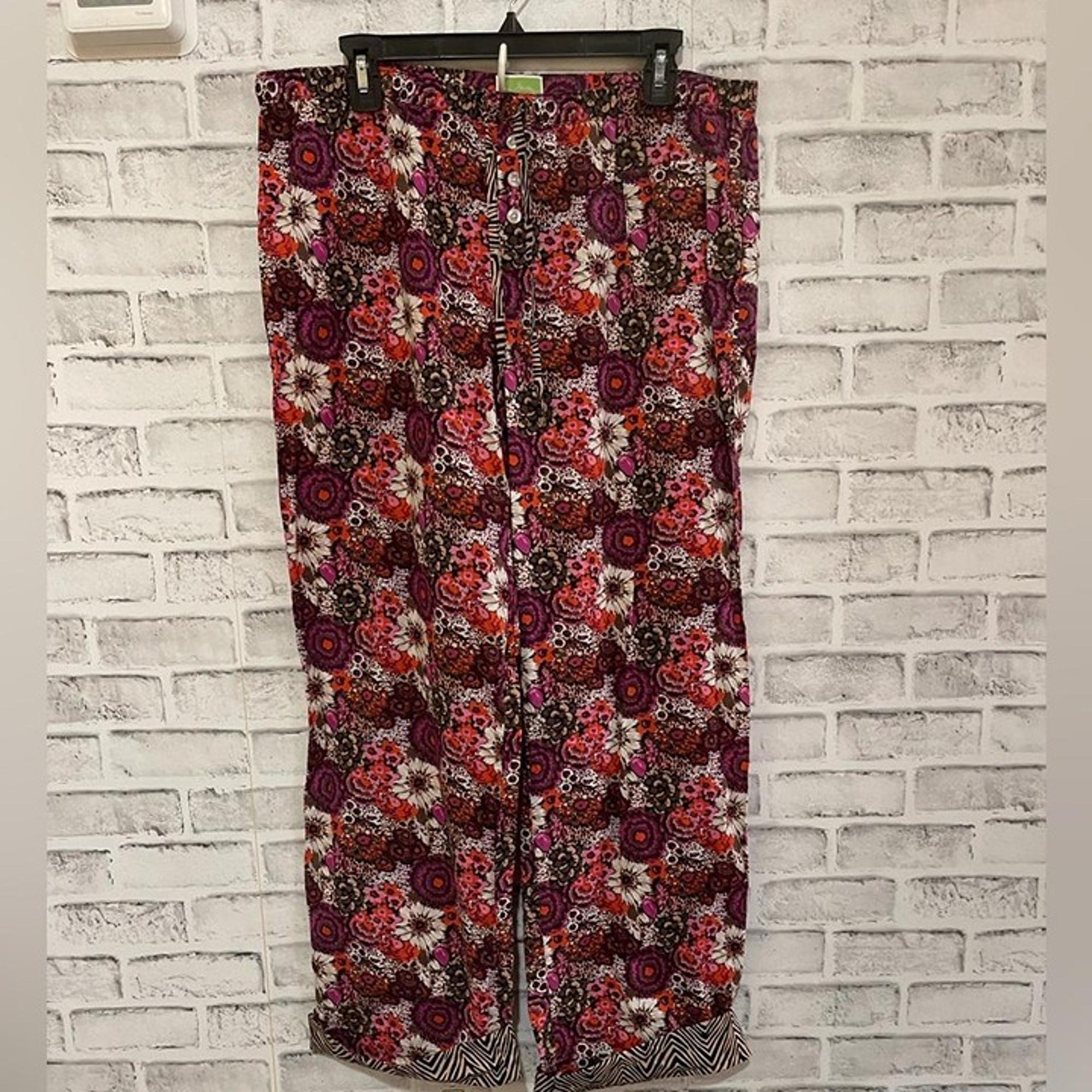 Women’s Vera Bradley floral print wide leg 100% cotton lounge pajama pants L
