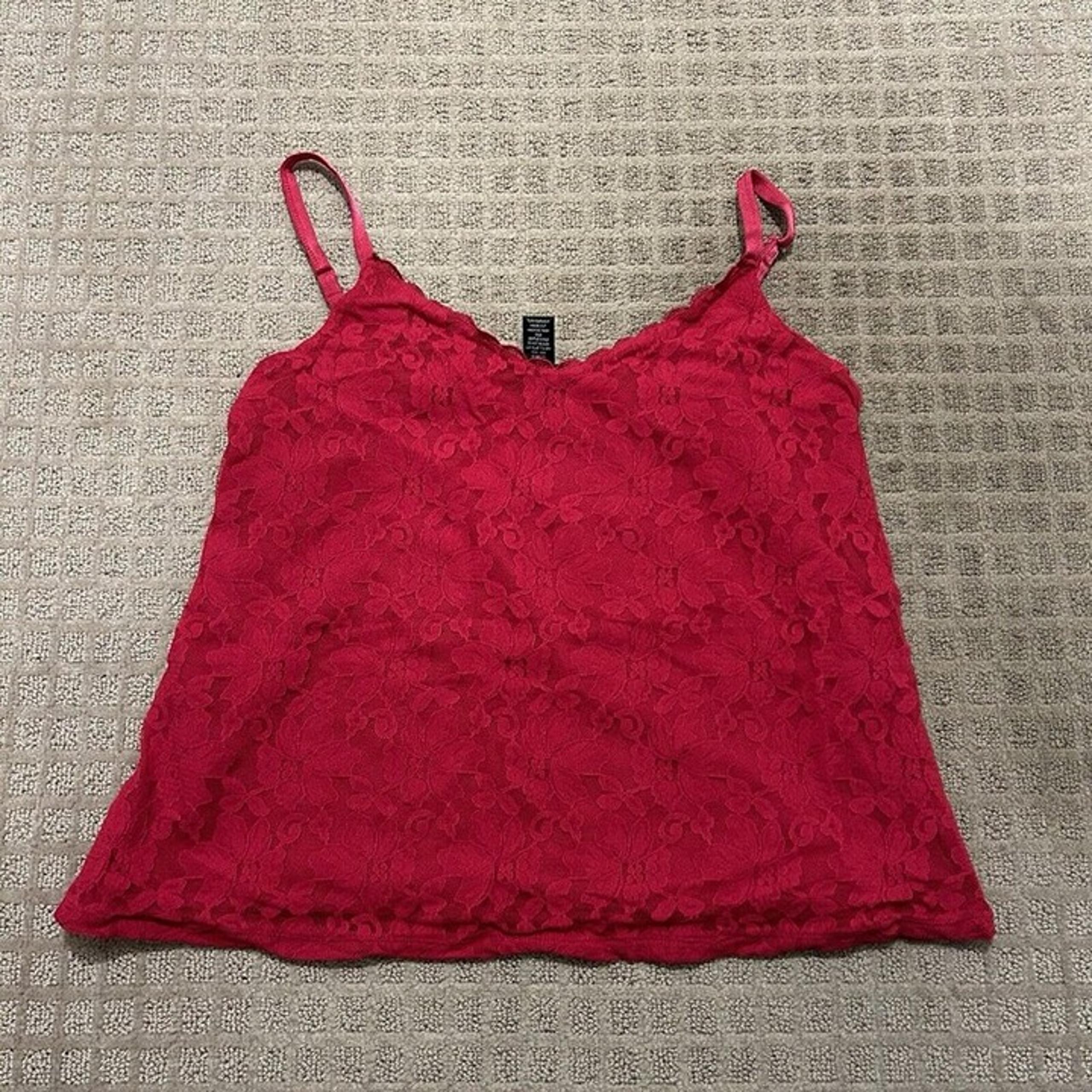 Vintage 90s Y2K Avenue Womens 22/24 Red Lace Cami Camisole Tank Top Baby Doll
