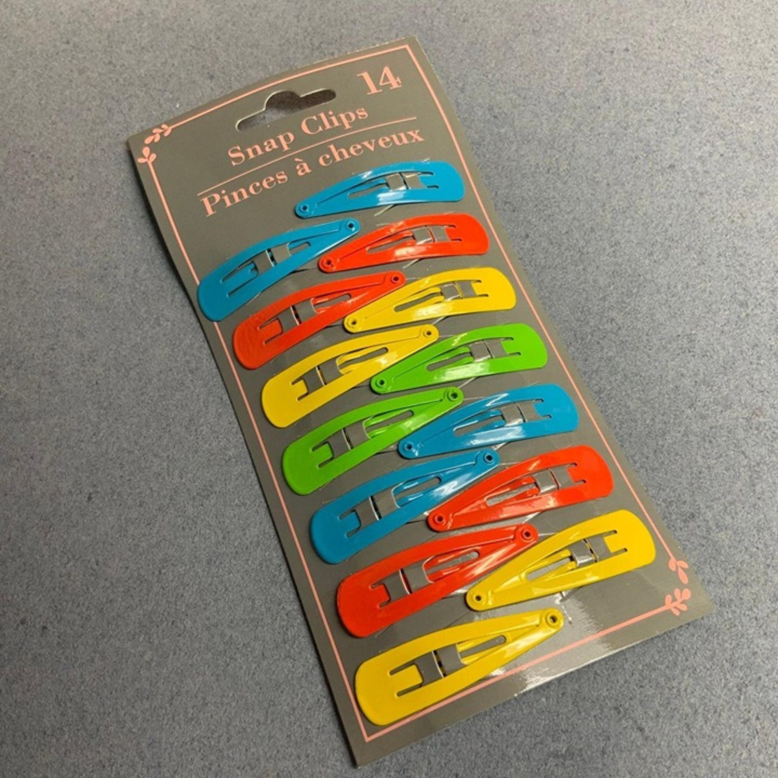 NEW 14 Snap Clip Barrettes Blue Orange Yellow Green Summer Spring Classic Retro