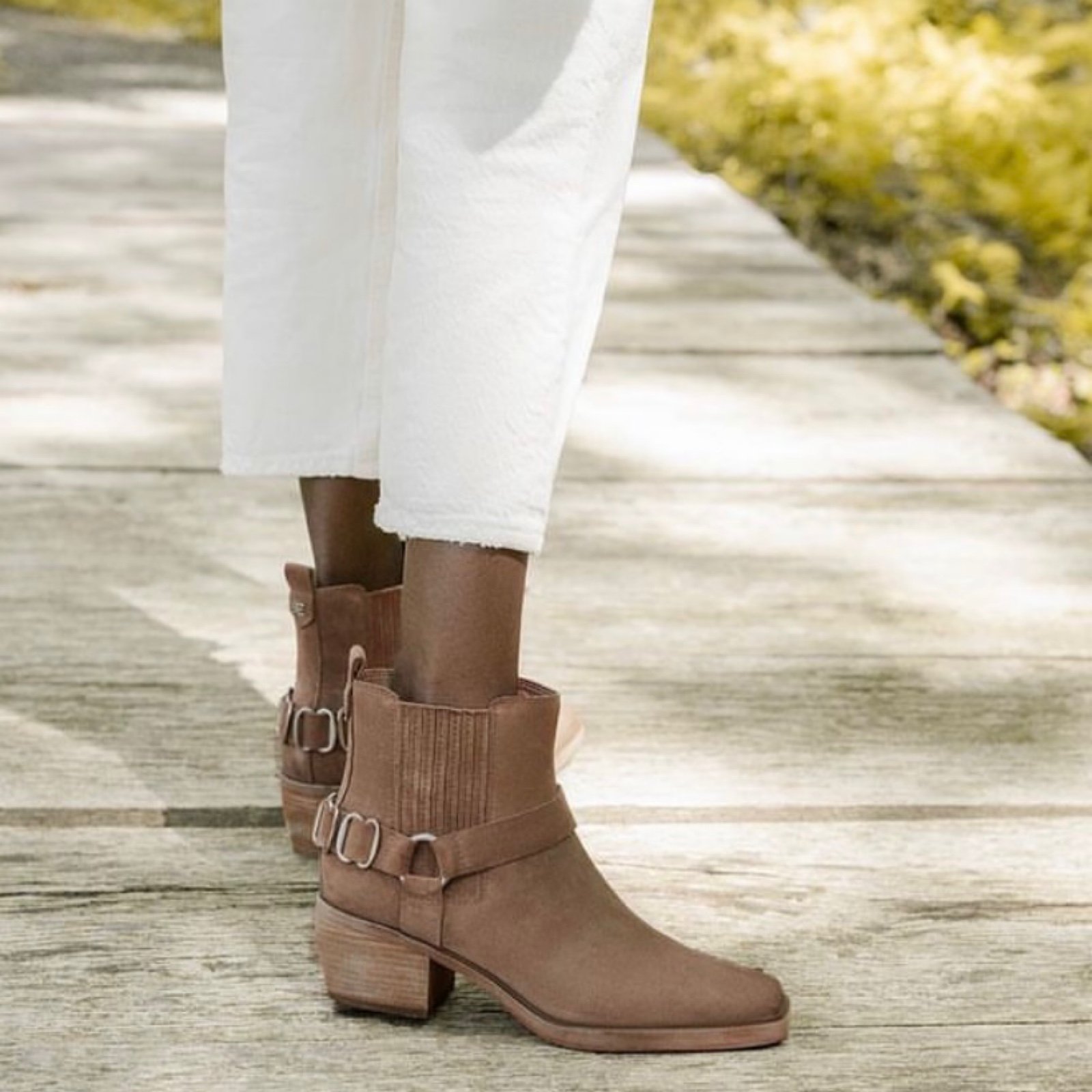 NIB Sam Edelman Bellamie Western Harness Cowgirl Ankle Boots Deep Taupe 8M 38