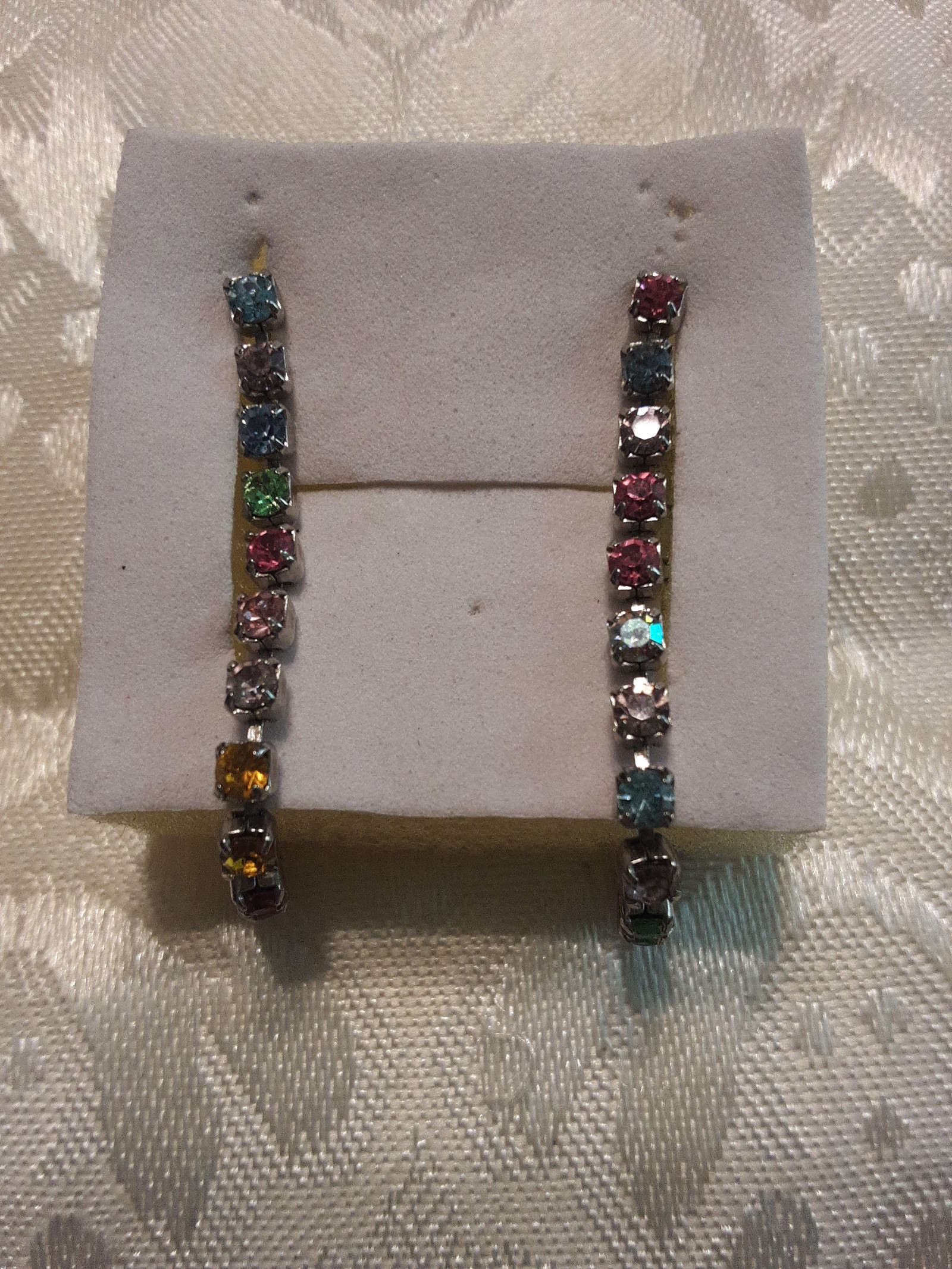 Vintage Colorful rhinestone post/dangle earrings