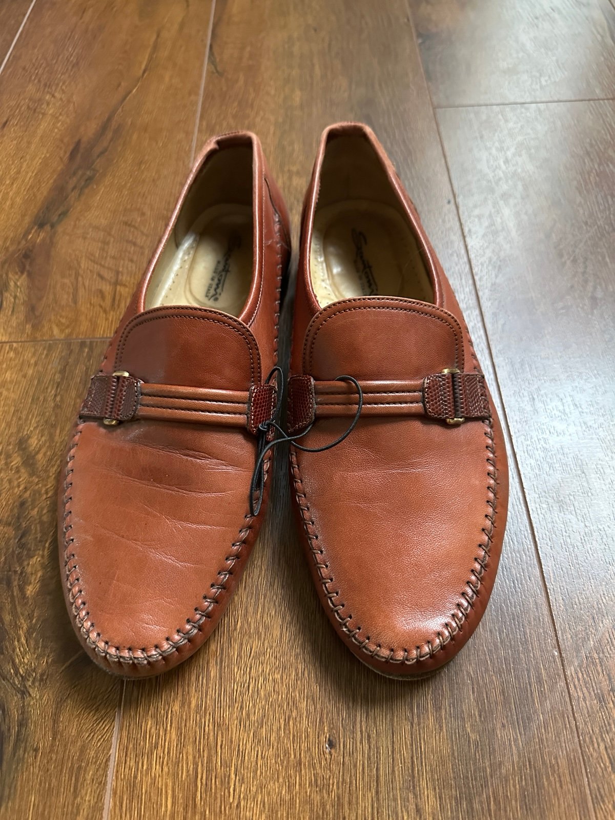 Santoni Leather Loafers Men's Size 10.5 EE Extra Wide Formal Designer Italy