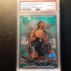 Aliyah Boston ,Bowman Indiana Fever Rookie Basketball Card , Aqua 174/199 PSA 10