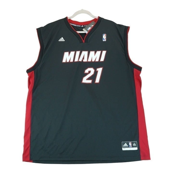 Adidas NBA Jersey Miami Heat Hassan Whiteside Black Screen Print Jersey Sz XXL