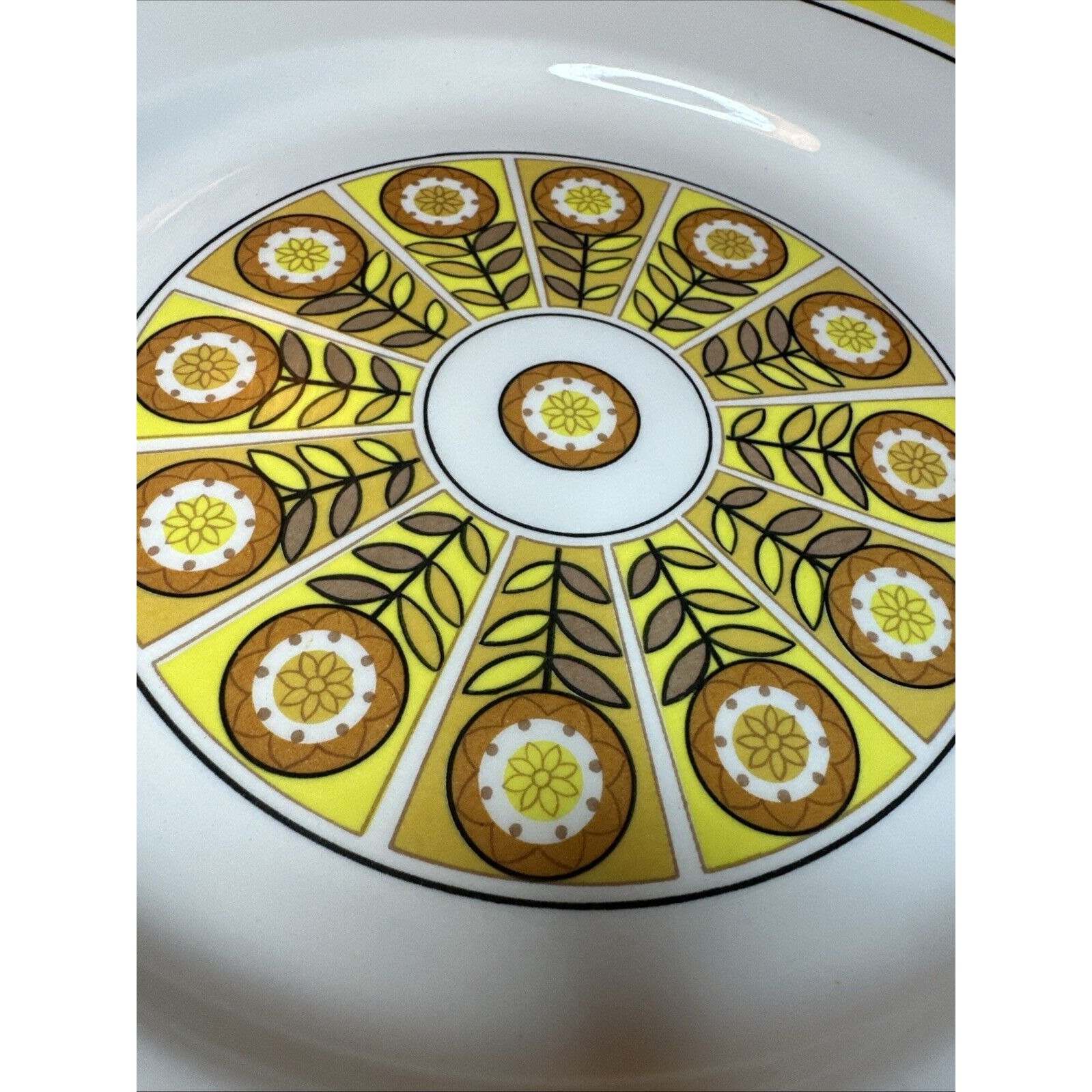 Vintage Nikko Orbit 12 Platter Discontinued Yellow Band Floral Nikorbi Pattern