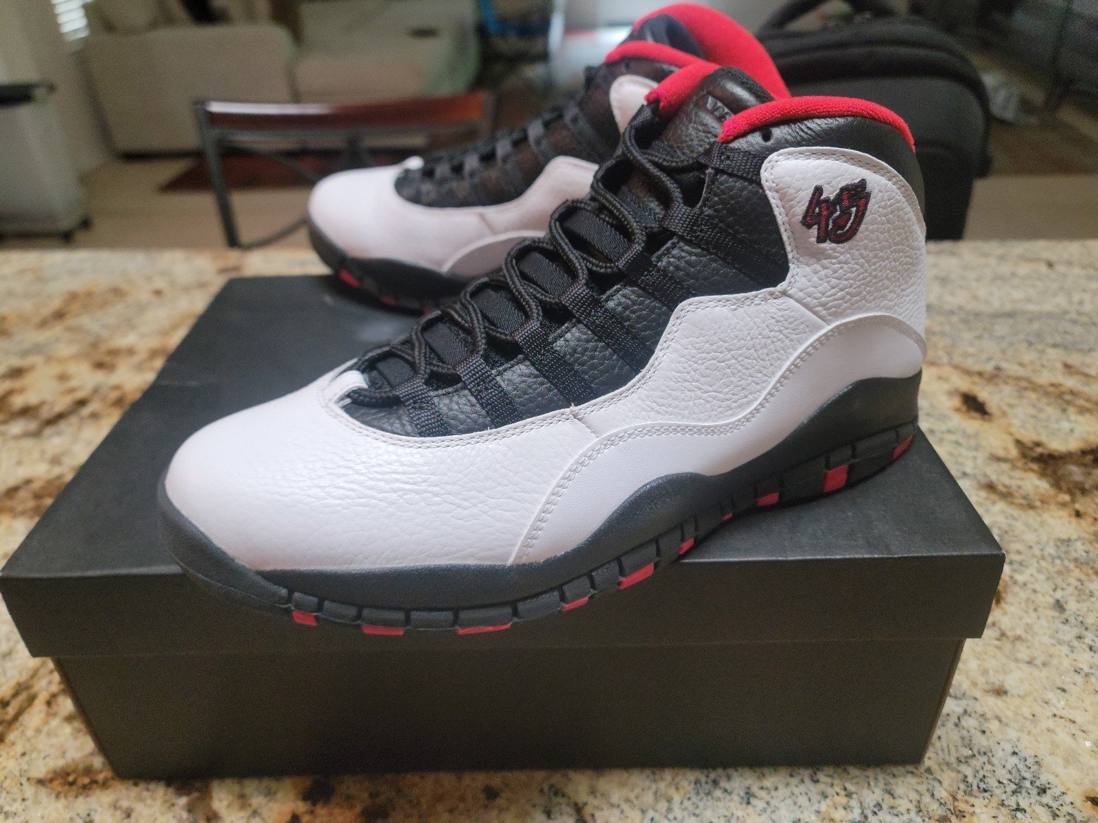 Nike Air Jordan Retro 10 Shoes in White/Red/Black