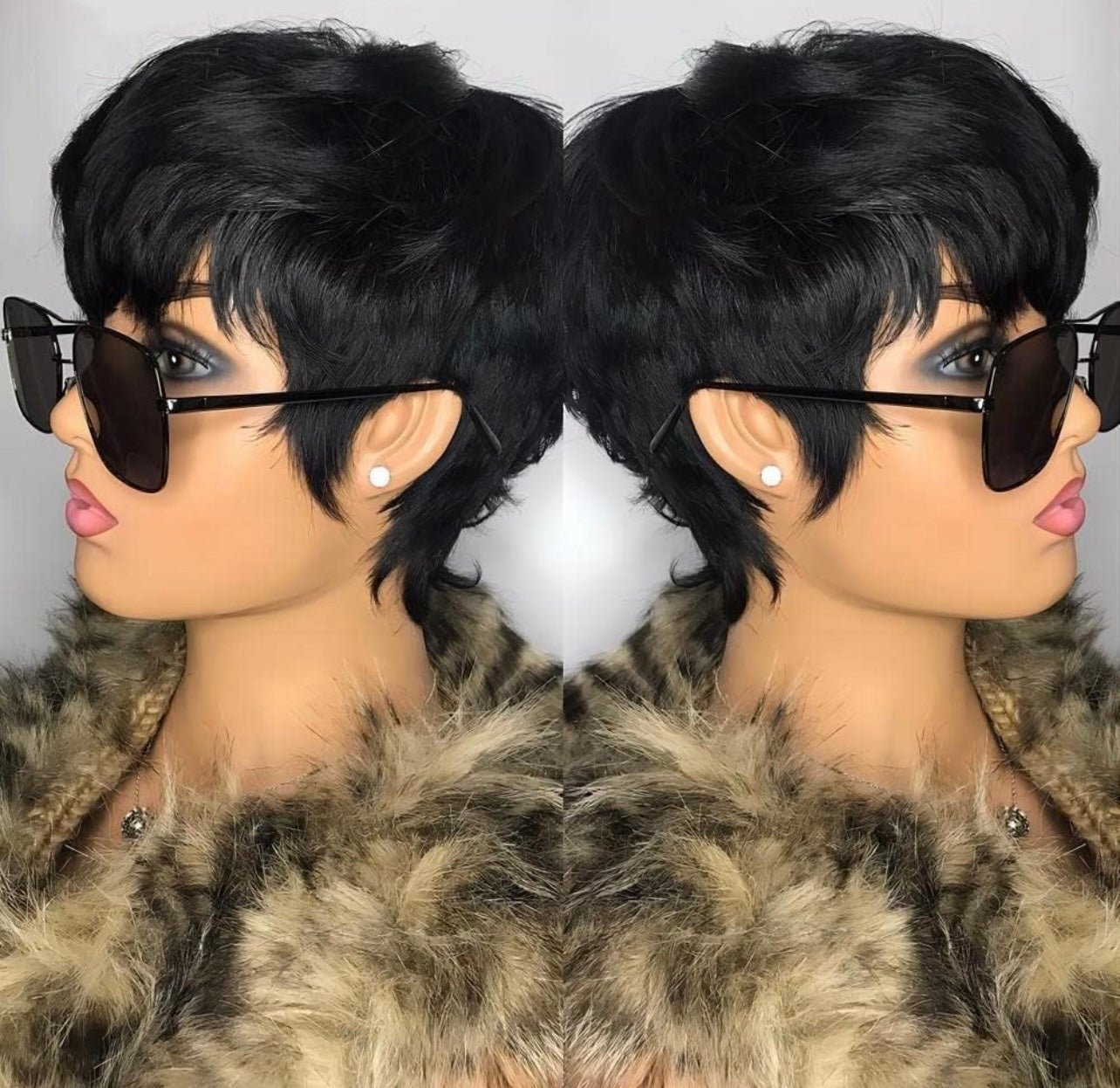 Short pixie cut human hair wigs with bangs glueless wig wig bangs natural black
