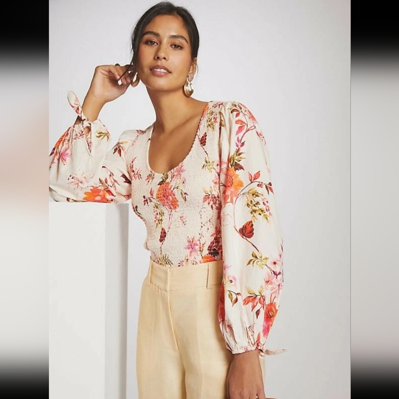 NEW Maeve Floral Blouse in Pink and Cream