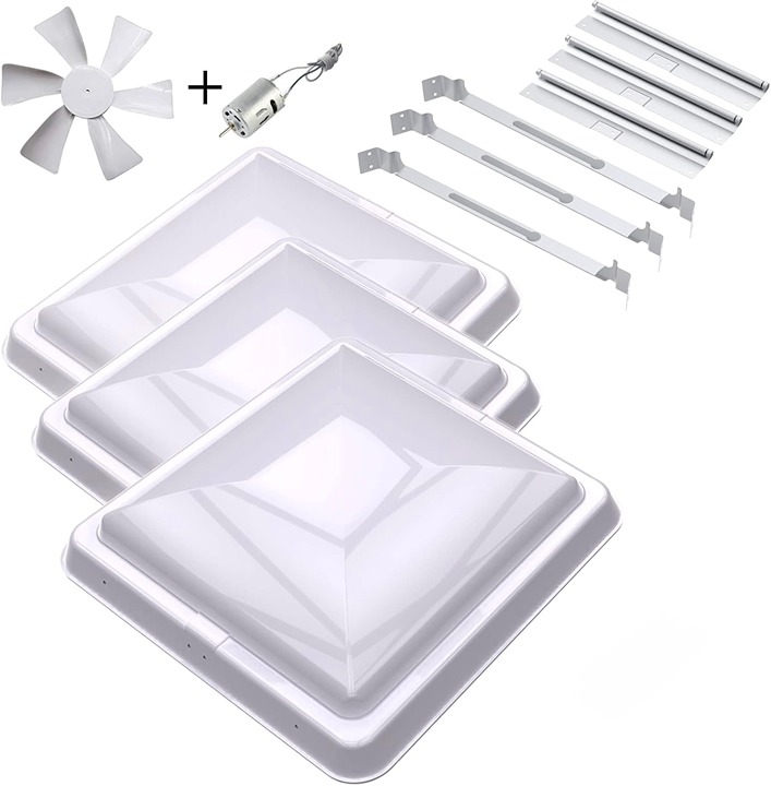 14 RV Roof Vent Cover Including One Set 12 Volt RV Fan Motor, Universal Waterpr
