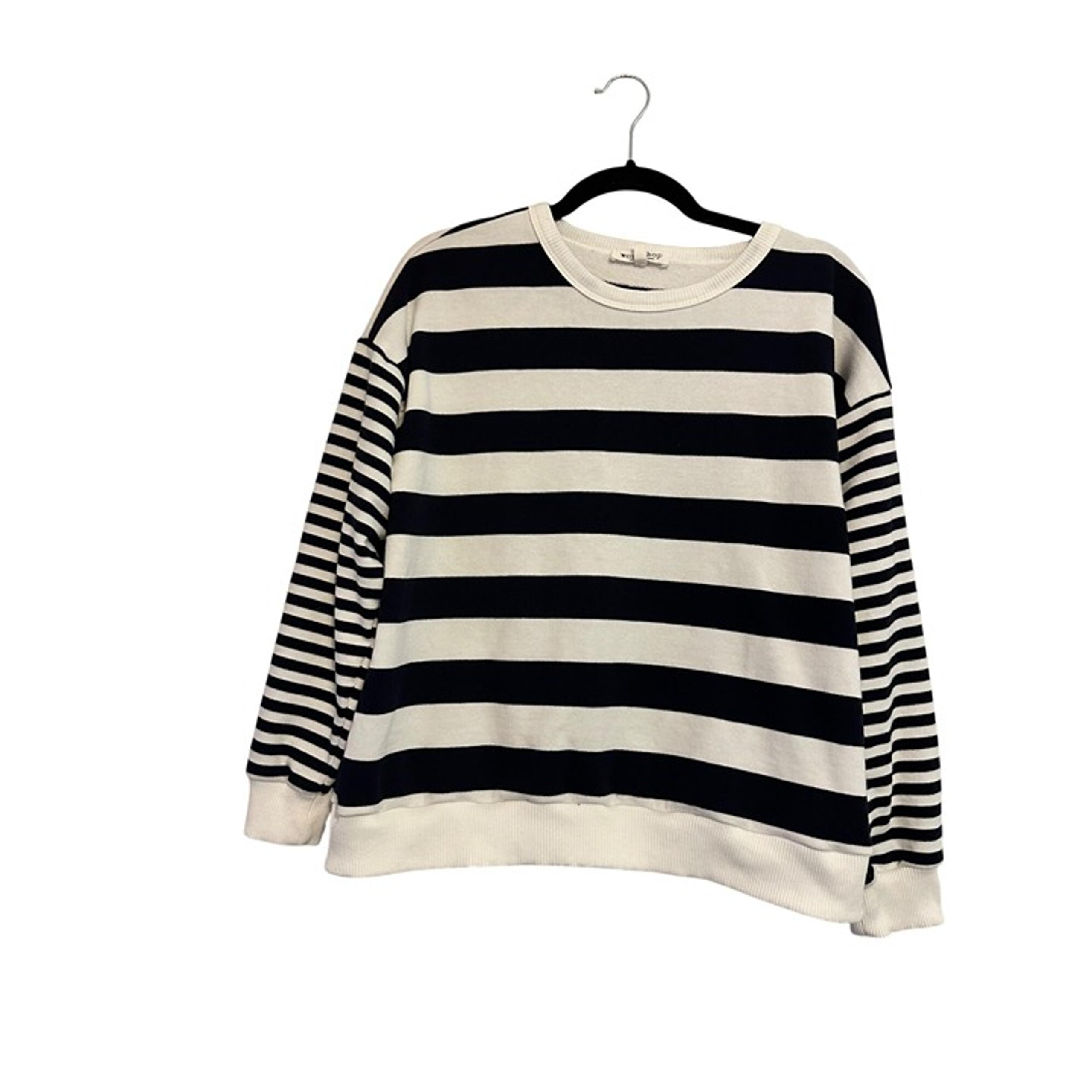 Navy & White Striped Crewneck Sweater By Workshop Republic Clothing Womens L/G C