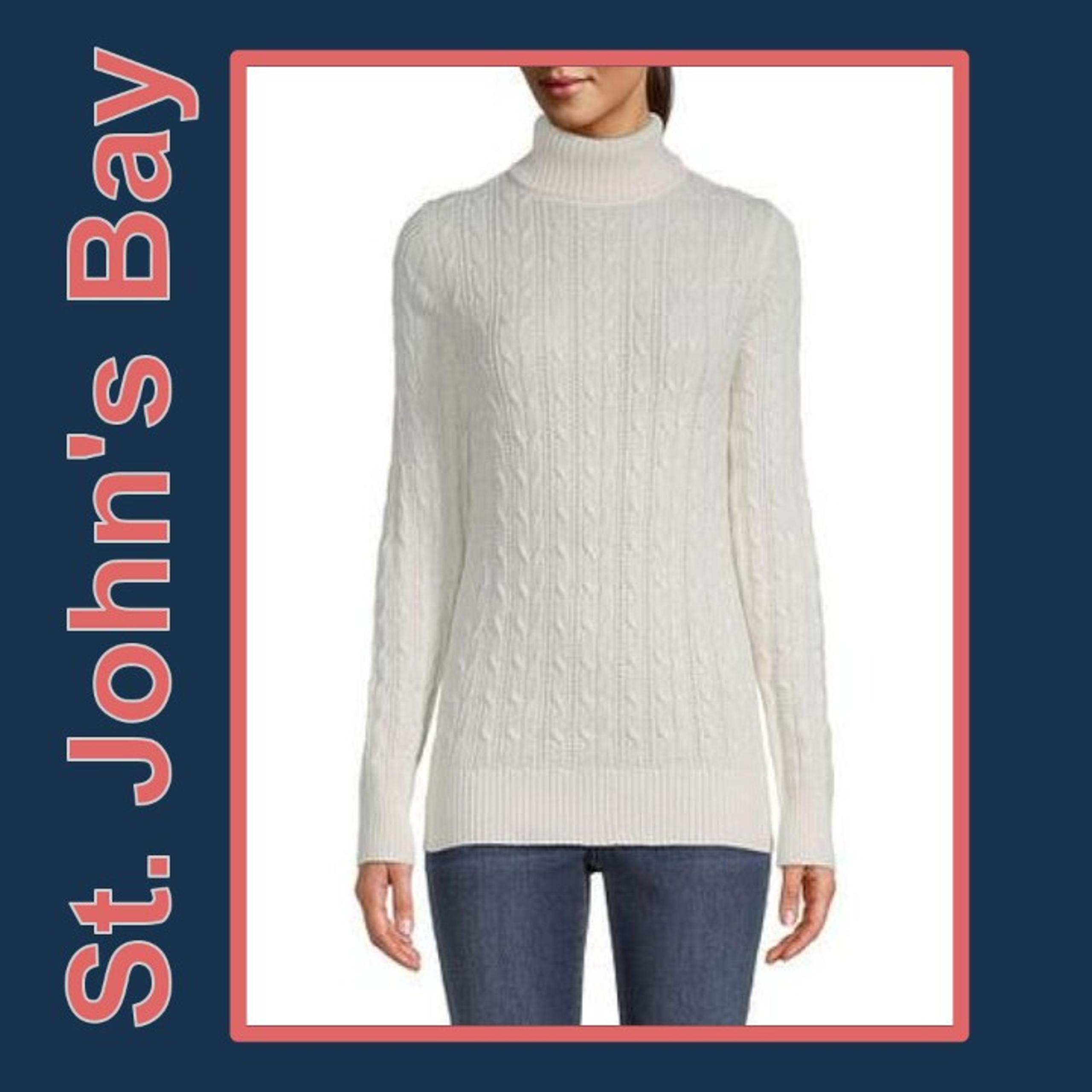 St Johns Bay Cable Kn Turtleneck Sweater
