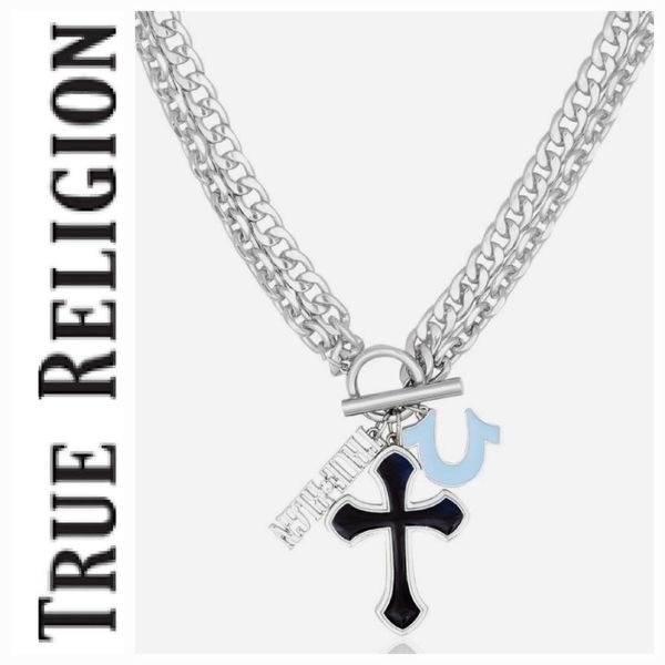 True Religion Charmy Enamel Crystal Chain Necklace