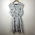 Theyskens Theory Printed Mini Dress Semi-Sheer Back Layered Size L Abstract
