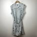 Theyskens Theory Printed Mini Dress Semi-Sheer Back Layered Size L Abstract