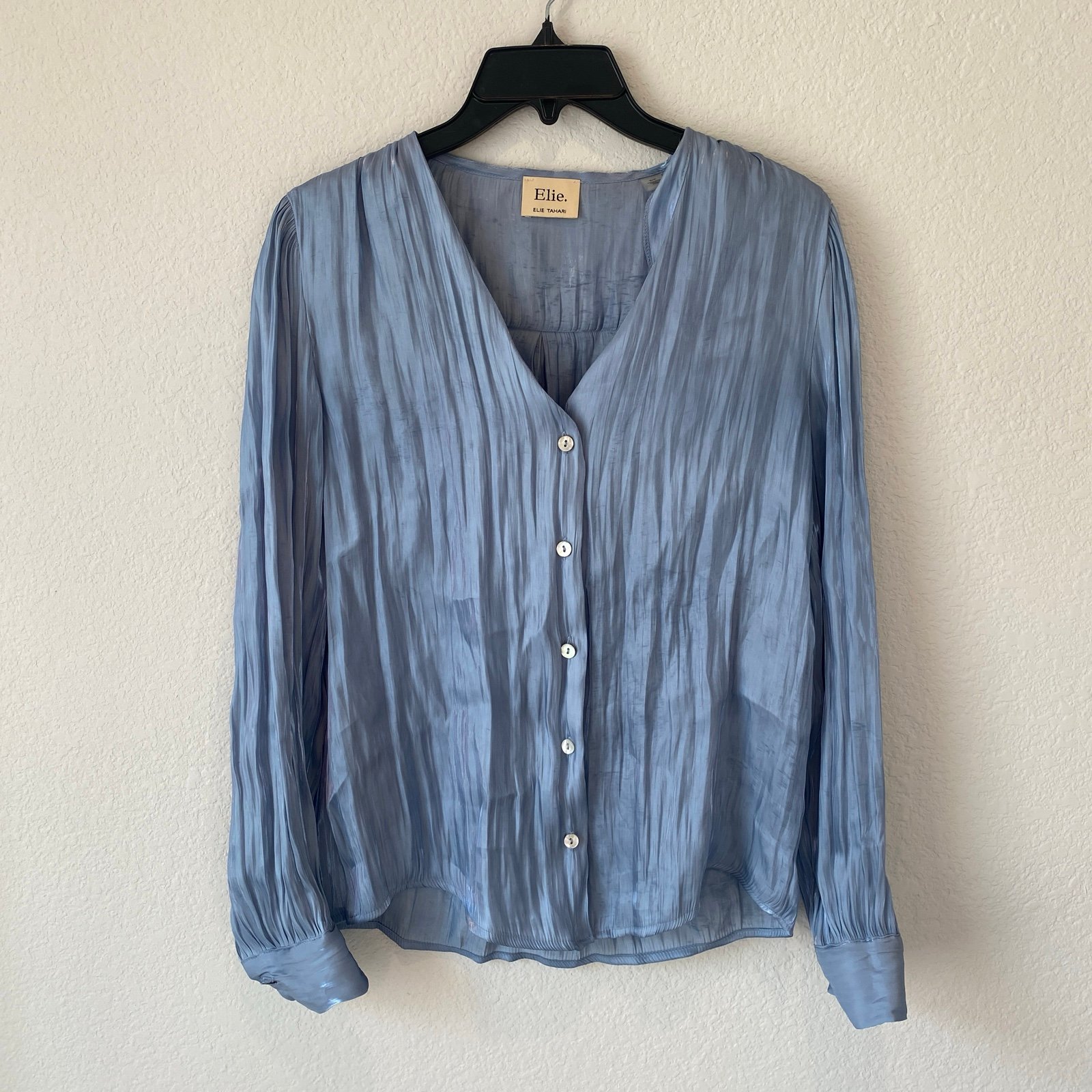 Elie Tahari Blue Button Down Blouse Size Small